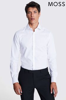 MOSS Gloss White Slim Dobby Stretch Shirt (T64274) | $69