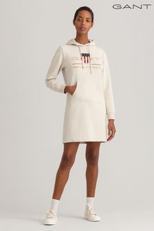 GANT Womens White Archive Shield Hoodie Dress (T64329) | $190