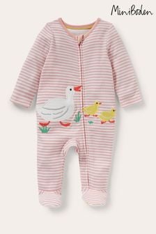 Boden Pink Organic Duck Zip-up Sleepsuit (T64395) | €32 - €35