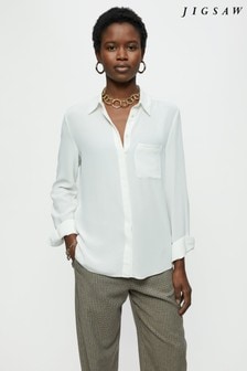 Jigsaw White Ivory Long Sleeve Silk Shirt (T64618) | 207 €