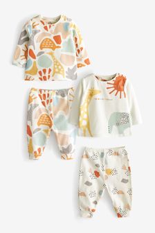 ​​​​​​​Imprimeu Safari pastel - Set de 4 piese pentru bebeluși cu tricou și colanți (0 luni - 2 ani) (T64850) | 166 LEI - 182 LEI