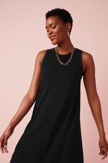 أسود - فستان متوسط الطول جيرسيه بدون أكمام (T65079) | 88 ر.س‏