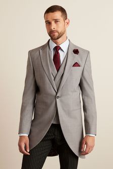 Grey Slim Fit Slim Fit Morning Wool Suit (T65207) | €63