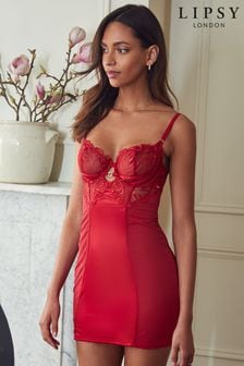Lipsy Red Embroidered Cupped Slip