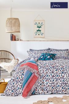 Joules White Lynx Leopard 180 Thread Count Cotton Percale Duvet Cover and Pillowcase Set (T65327) | $98 - $182