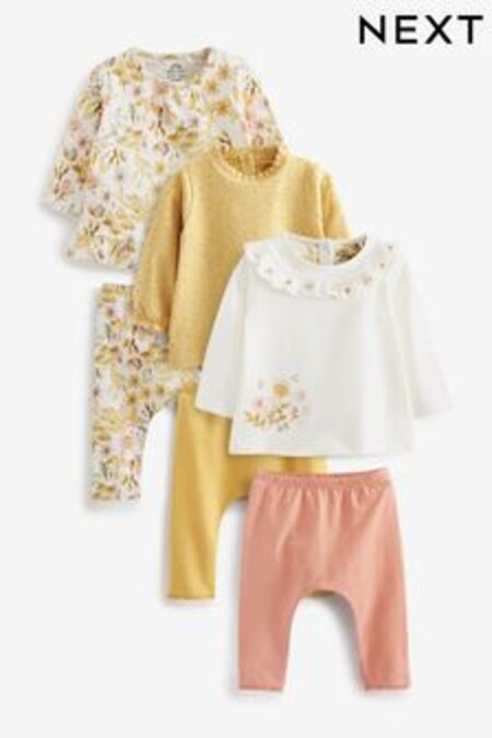 Ochre Yellow 6 Piece Baby T-Shirts and Leggings Set (T65370) | $53 - $56