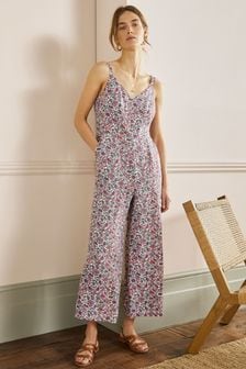 Boden Pink Lola Strappy Linen Jumpsuit (T65747) | SGD 184