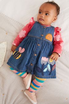 Denim Bright Character Applique Baby Pinafore, Bodysuit And Tight Set (0mths-2yrs) (T65788) | $43 - $46