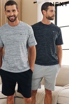 Black/Grey Shorts Pyjama Sets 2 Pack (T65813) | ￥7,080