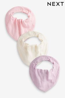 Pale Pink/Lilac Purple Muslin Dribble Baby Bibs 3 Pack (T65887) | TRY 173