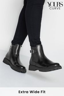 Yours Curve Black Extra Wide Fit Chunky Buckle Boots (T66142) | ₪ 166
