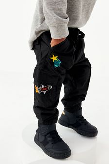 Černá s vesmírný motivem - Kalhoty s kapsami a podšívkou (3 m -7 let) (T66202) | 570 Kč - 645 Kč