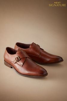 Засмага коричнева - Фірмові шкіряні одномонські туфлі-ремінці (T66441) | 2 442 ₴