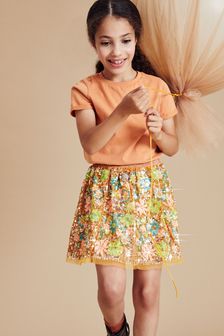 Multi Floral Sequin Skirt (3-16yrs) (T66551) | €16 - €19