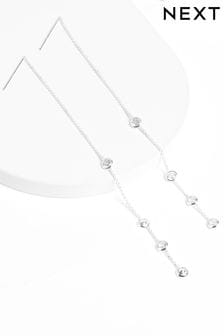 Silver Plated Sparkle Long Drop Earrings (T66558) | ₪ 39