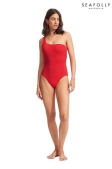 Seafolly One-Shoulder-Badeanzug aus Nylonstretch, Rot (T67085) | 73 €