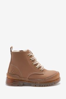 Tan Brown Bump Toe Lace Detail Boots (T67161) | 61 zł - 65 zł