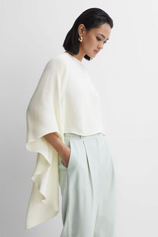 Reiss Ivory Liana Cape Crew Neck Blouse (T67298) | AED1,138