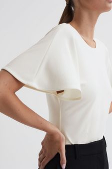 Reiss Ivory Connie Fluid Sleeve T-Shirt (T67308) | €171