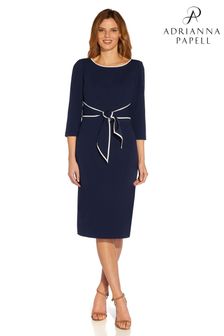 Adrianna Papell Blue Plus Tipped Crepe Tie Dress (T67410) | kr1 826