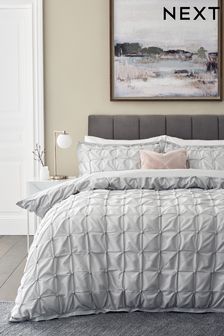 Light Grey Textured Pleats Duvet Cover And Pillowcase Set (T67420) | $43 - $86