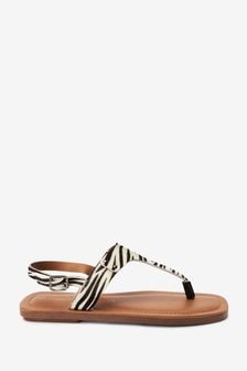 С рисунком "зебра" - Кожаные сандалии с ремешком между пальцами Forever Comfort® (T67567) | €13