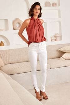 Blanc à ourlet orné et fendu - Legging en jean super stretch (T67732) | CA$ 74