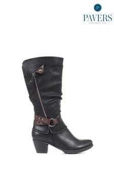 黑色 - Pavers 褶飾低跟靴 (T67825) | NT$2,330