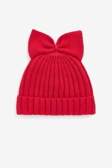 Red Rib Bow Baby Hat (0mths-2yrs) (T68284) | 175 UAH
