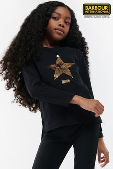 Barbour® International Girls Monaco Black Long Sleeve T-Shirt (T68404) | €29 - €32