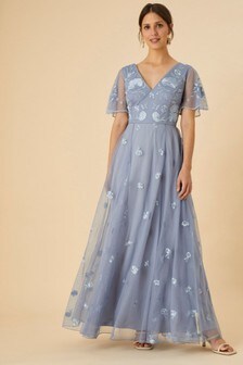 שמלת מקסי עם רקמה בצבע כחול דגם Bree של Monsoon (T68626) | ‏792 ₪