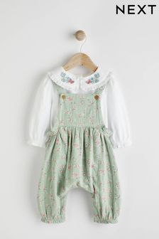 Green Baby Woven Dungarees and Bodysuit Set (0mths-2yrs) (T68636) | 137 SAR - 149 SAR