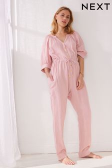 Pink Cotton Crinkle Jumpsuit (T68656) | €17