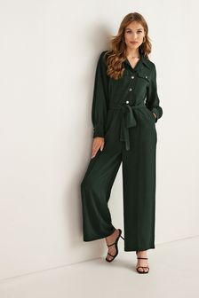 Khaki Green Long Sleeve Belted Jumpsuit (T68713) | €35