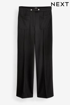 Черный - Строгий стиль Брюки с широкими штанинами и карманами спереди (T68714) | €25