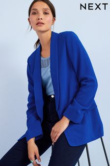 金屬藍 - 寬鬆柔軟皺紗西裝外套 (T68725) | HK$308