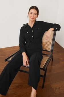 Black Long Sleeve Belted Jumpsuit (T68729) | €24