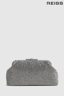 Reiss Silver Adaline Embellished Clutch Bag (T68857) | €225