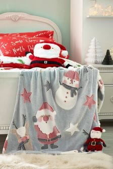 Multi Glow In The Dark Supersoft Fleece Christmas Party Throw (T69017) | ￥2,650