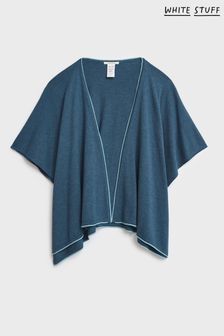 White Stuff Blue Phoebe Knitted Wrap Poncho (T69122) | CA$165