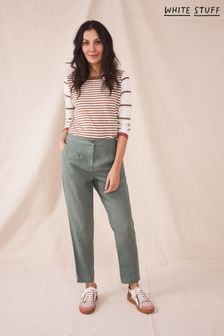 White Stuff Maddie Green Linen Trousers (T69168) | ₪ 313