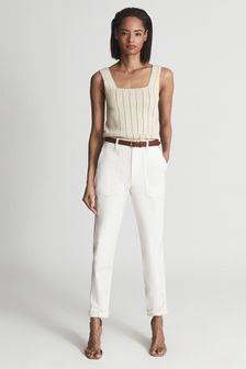 Reiss White Erin Cotton Tapered Trousers (T69267) | €223