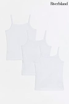 River Island White Print Girls Vest 3 Pack (T69614) | €16 - €22