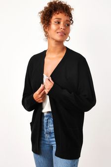 黑色 - 舒適羅紋開襟毛衣 (T69787) | HK$185