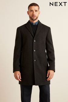 Charcoal Grey Epsom Overcoat (T70011) | 244 SAR