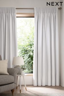 Cloud Grey Cotton Blackout/Thermal Pencil Pleat Curtains (T70044) | ₪ 131 - ₪ 345