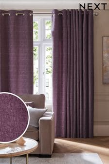 Purple Heavyweight Chenille Eyelet Lined Curtains (T70046) | 77 € - 198 €