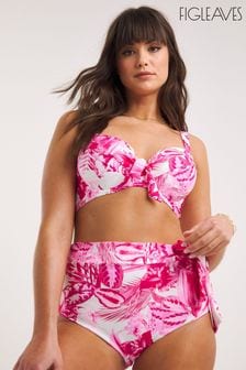 Figleaves Pink Floral Print Fiji High Waist Bikini Bottoms (T70104) | LEI 119