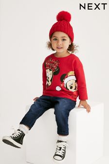 Disney рождественская футболка с принтом Mickey & Minnie Mouse (9 мес. - 7 лет) (T70106) | €9 - €11