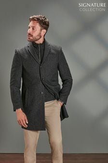 Navy Blue Signature Italian Wool Epsom Coat With Removable Gilet (T70130) | €92